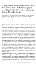 Cover page: "Negociando discursos identitarios desde la 'urûba": Retos de la historiografía occidental; Una entrevista al islamólogo Emilio González Ferrín