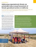 Cover page: Addressing organizational climate can potentially reduce sexual harassment of female agricultural workers in California