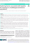 Cover page: Exploring factors associated with hepatitis B screening in a multilingual and diverse population