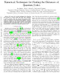 Cover page: Numerical Techniques for Finding the Distances of Quantum Codes