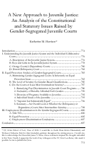 Cover page: A New Approach to Juvenile Justice: An Analysis of the Constitutional and Statutory Issues Raised by Gender-Segregated Juvenile Courts