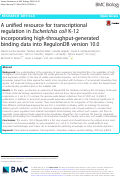 Cover page: A unified resource for transcriptional regulation in Escherichia coli K-12 incorporating high-throughput-generated binding data into RegulonDB version 10.0.