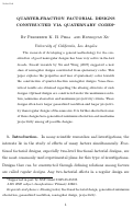 Cover page: Quarter-Fraction Factorial Designs Constructed via Quaternary Codes