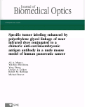 Cover page: Specific tumor labeling enhanced by polyethylene glycol linkage of near infrared dyes conjugated to a chimeric anti-carcinoembryonic antigen antibody in a nude mouse model of human pancreatic cancer