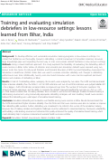 Cover page: Training and evaluating simulation debriefers in low-resource settings: lessons learned from Bihar, India.