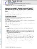 Cover page: Stigma and discrimination by healthcare providers towards patients diagnosed with HIV and tuberculosis: A study from India.