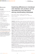 Cover page of Examining differences in menstrual and intimate care product use by race/ethnicity and education among menstruating individuals