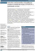 Cover page: Infection and mortality of healthcare workers worldwide from COVID-19: a systematic review