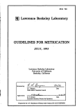 Cover page: Guidelines for Metrication at Lawrence Berkeley Laboratory