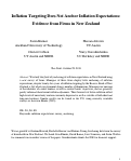 Cover page: Inflation Targeting Does Not Anchor Inflation Expectations: Evidence from Firms in New Zealand