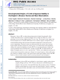 Cover page: Developmental origins of cortical hyperexcitability in Huntington's disease: Review and new observations