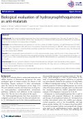 Cover page: Biological evaluation of hydroxynaphthoquinones as anti-malarials