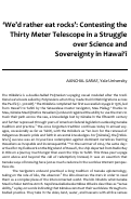 Cover page: ‘We’d rather eat rocks’: Contesting the Thirty Meter Telescope in a Struggle over Science and Sovereignty in Hawai‘i