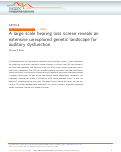 Cover page: A large scale hearing loss screen reveals an extensive unexplored genetic landscape for auditory dysfunction