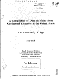 Cover page: A COMPILATION OF DATA ON FLUIDS FROM GEOTHERMAL RESOURCES IN THE UNITED STATES