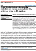 Cover page: Cement substitution with secondary materials can reduce annual global CO2 emissions by up to 1.3 gigatons