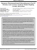 Cover page: Emergency Physician-performed Echocardiogram in Non-ST Elevation Acute Coronary Syndrome Patients Requiring Coronary Intervention