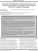 Cover page: Abnormal Arterial Blood Gas and Lactate Levels Do Not Alter Disposition in Adult Blunt Trauma Patients after Early Computed Tomography