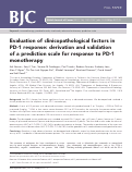 Cover page: Evaluation of clinicopathological factors in PD-1 response: derivation and validation of a prediction scale for response to PD-1 monotherapy