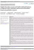 Cover page: Health information sources and health-seeking behaviours of Filipinos living in medically underserved communities: Empirical quantitative research.