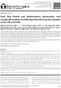 Cover page: Poor oral health and inflammatory, haemostatic and cardiac biomarkers in older age: Results from two studies in the UK and USA