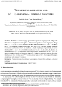 Cover page: The merging operation and \((d-i)\)-simplicial \(i\)-simple \(d\)-polytopes