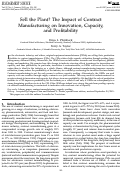 Cover page: Sell the Plant? The Impact of Contract Manufacturing on Innovation, Capacity, and Profitability