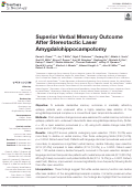 Cover page: Superior Verbal Memory Outcome After Stereotactic Laser Amygdalohippocampotomy.