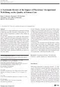 Cover page: A Systematic Review of the Impact of Physicians’ Occupational Well-Being on the Quality of Patient Care