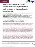 Cover page: Strengths, challenges, and opportunities for hydrothermal pretreatment in lignocellulosic biorefineries