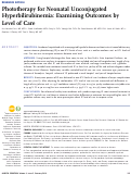 Cover page: Phototherapy for Neonatal Unconjugated Hyperbilirubinemia: Examining Outcomes by Level of Care