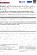 Cover page: Risk factors for Ebola exposure in healthcare workers in Boende, Tshuapa Province, Democratic Republic of the Congo