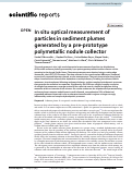 Cover page: In situ optical measurement of particles in sediment plumes generated by a pre-prototype polymetallic nodule collector.