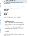 Cover page: Comparison of the telephone-Montreal Cognitive Assessment (T-MoCA) and Telephone Interview for Cognitive Status (TICS) as screening tests for early Alzheimers disease.