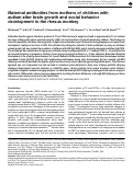 Cover page: Maternal antibodies from mothers of children with autism alter brain growth and social behavior development in the rhesus monkey