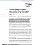 Cover page: Post-transplant laronidase augmentation for children with Hurler syndrome: biochemical outcomes