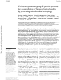 Cover page: Cockayne syndrome group B protein prevents the accumulation of damaged mitochondria by promoting mitochondrial autophagy