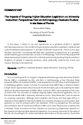 Cover page: The Impacts of Ongoing Higher Education Legislation on University Instruction: Perspectives from an Anthropology Graduate Student in the State of Florida