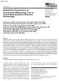 Cover page: Stakeholder Perspectives on Creating and Maintaining Trust in Community-Academic Research Partnerships.