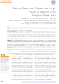 Cover page: Rate and Predictors of Serious Neurologic Causes of Dizziness in the Emergency Department