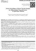 Cover page: Active Surveillance Versus Thyroid Surgery for Differentiated Thyroid Cancer: A Systematic Review.