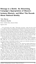 Cover page: Message in a Bottle: An Advertising Campaign's Appropriation of Obama's Inclusive Rhetoric, and What This Reveals About National Identity