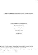 Cover page: The evolving role of organizational theory within economic sociology
