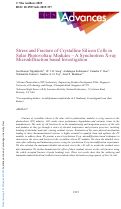 Cover page: Stress and Fracture of Crystalline Silicon Cells in Solar Photovoltaic Modules – A Synchrotron X-ray Microdiffraction based Investigation