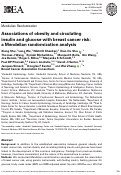 Cover page: Associations of obesity and circulating insulin and glucose with breast cancer risk: a Mendelian randomization analysis.