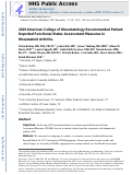 Cover page: 2019 American College of Rheumatology Recommended Patient‐Reported Functional Status Assessment Measures in Rheumatoid Arthritis