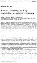 Cover page: More on Measuring Two-Party Competition: A Response to Dunleavy