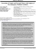 Cover page: Association of Gender and Personal Choices with Salaries of New Emergency Medicine Graduates