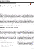 Cover page: Microanalysis of video from a robotic surgical procedure: implications for observational learning in the robotic environment