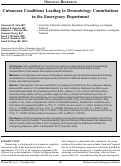 Cover page: Cutaneous Conditions Leading to Dermatology Consultations in the Emergency Department